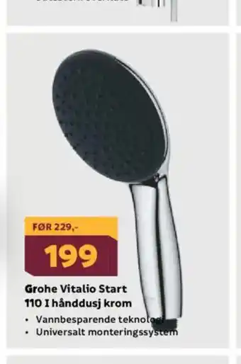 Megaflis Grohe Vitalio Start 110 I dusjsett krom tilbud