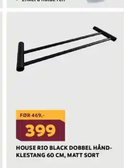 Megaflis HOUSE RIO BLACK DOBBEL HÅND- KLESTANG 60 CM, MATT SORT tilbud