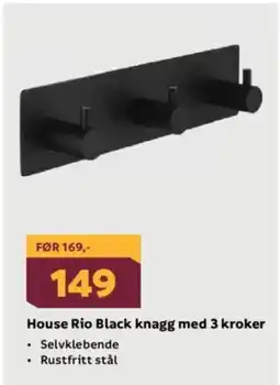 Megaflis House Rio Black knagg med 3 kroker tilbud