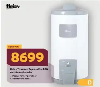 Megaflis Høiax® Høiax Titanium Express Eco 200 varmtvannbereder tilbud