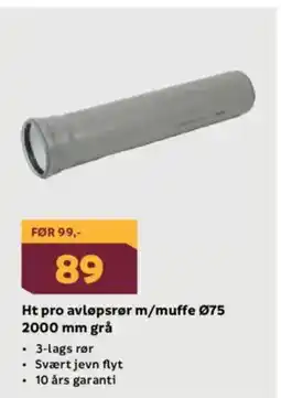 Megaflis Ht pro avløpsrør m/muffe 075 tilbud