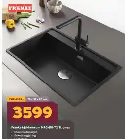Megaflis Franke kjøkkenkum MRG 610-72 TL onyx tilbud
