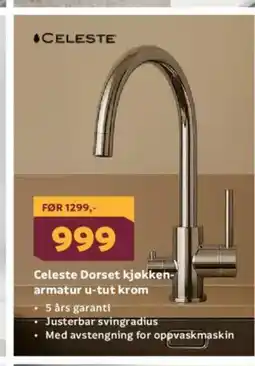 Megaflis Celeste Dorset kjøkken- armatur u-tut krom tilbud