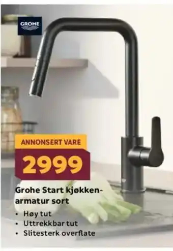 Megaflis Grohe Start kjøkken- armatur sort tilbud