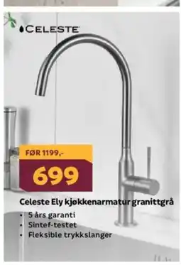 Megaflis Celeste Ely kjøkkenarmatur granittgrå tilbud