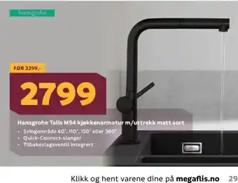 Megaflis Hansgrohe Talis M54 kjøkkenarmatur m/uttrekk matt sort tilbud