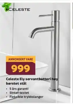 Megaflis Celeste Ely servantbatteri høy børstet stål tilbud