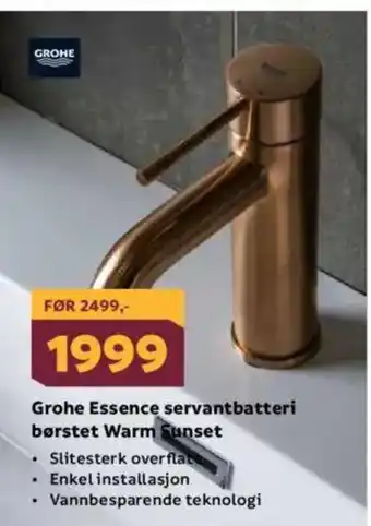 Megaflis Grohe Essence servantbatteri børstet Warm Sunset tilbud