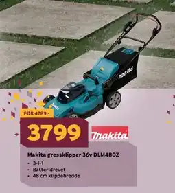 Megaflis Makita gressklipper 36v DLM480Z tilbud