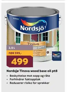 Megaflis Nordsjø Tinova wood base oil pt8 tilbud