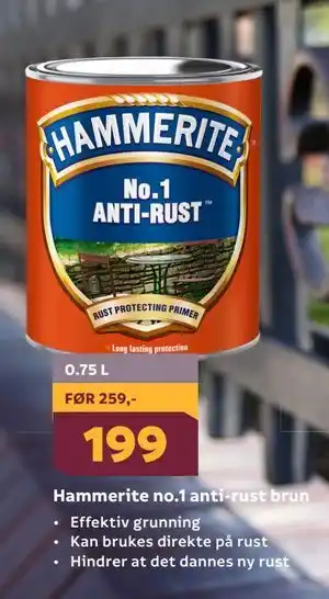 Megaflis Hammerite no.1 anti-rust brun tilbud