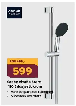 Megaflis Grohe Vitalio Start 110 I dusjsett krom tilbud
