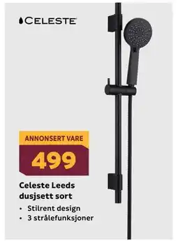 Megaflis Celeste Leeds dusjsett sort tilbud