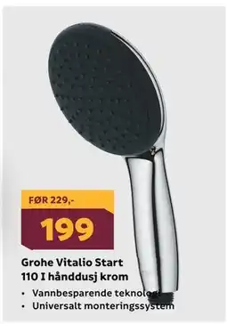 Megaflis Grohe Vitalio Start 110 I hånddusj krom tilbud