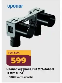 Megaflis Uponor veggboks PEX M7A dobbel 15 mm x 1/2” tilbud