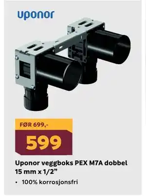 Megaflis Uponor veggboks PEX M7A dobbel 15 mm x 1/2” tilbud