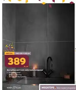 Megaflis BerryAlloc sort kalk satin baderomspanel tilbud