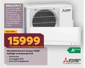 Megaflis Mitsubishi Electric Gussuri 4600 ay35vgk varmepumpe hvit tilbud
