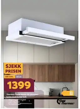 Megaflis Thermex Trend Model 20 uttrekkshette med motor hvit tilbud