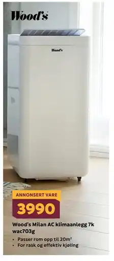 Megaflis Wood’s Milan AC klimaanlegg 7k wac703g tilbud