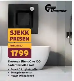 Megaflis Thermex Silent One 100 baderomsvifte sort tilbud