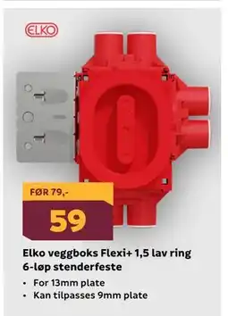 Megaflis Elko veggboks Flexi+ 1,5 lav ring 6-løp stenderfeste tilbud