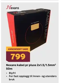 Megaflis Nexans kabel pr pluss 2x1.5/1.5mm² 50m tilbud