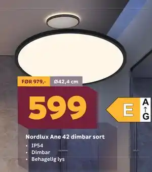 Megaflis Nordlux Ane 42 dimbar sort tilbud