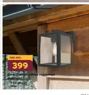 Megaflis Lutec Tradition Shiva vegglampe matt sort tilbud