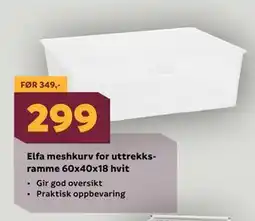 Megaflis Elfa meshkurv for uttrekksramme 60x40x18 hvit tilbud