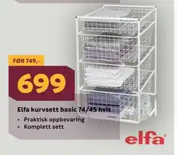 Megaflis Elfa kurvsett basic 74/45 hvit tilbud