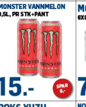 Price Lagerbutikk MONSTER VANNMELON 0,5L, PR STK+PANT tilbud