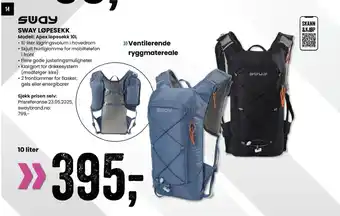 Sport Outlet SWAY LØPESEKK Modell: Apex løpesekk 10L tilbud