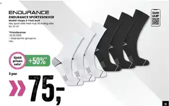 Sport Outlet ENDURANCE SPORTSSOKKER Modell: Hoope 3-Pack Sock tilbud