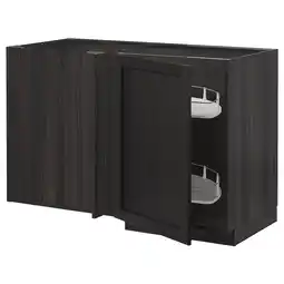 IKEA Metod Benkehjørneskap m uttrekkbar innred, svart/lerhyttan svartbeiset, 128x68 cm tilbud