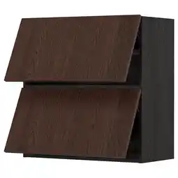 IKEA Metod Veggskap horisont m 2 vitrinedører, svart/sinarp brun, 80x80 cm tilbud