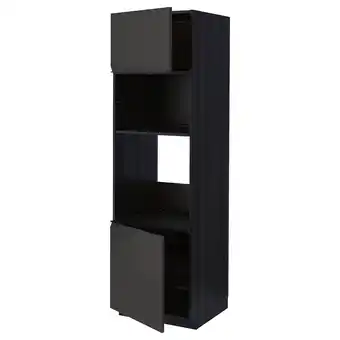 IKEA Metod Høyskap f ovn/mikro m 2 dører/hylle, svart/upplöv matt antrasitt, 60x60x200 cm tilbud