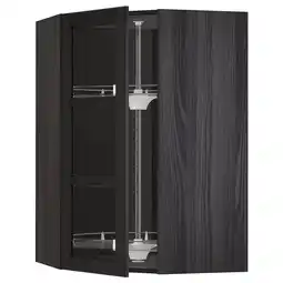 IKEA Metod Vegghjørneskap m karusell/vitrined, svart/lerhyttan svartbeiset, 68x100 cm tilbud