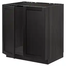 IKEA Metod Benkeskap for oppvaskkum + 2 dører, svart/lerhyttan svartbeiset, 80x60 cm tilbud
