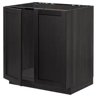 IKEA Metod Benkeskap for oppvaskkum + 2 dører, svart/lerhyttan svartbeiset, 80x60 cm tilbud