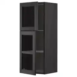 IKEA Metod Veggskap m hyller/2 vitrinedører, svart/lerhyttan svartbeiset, 40x100 cm tilbud