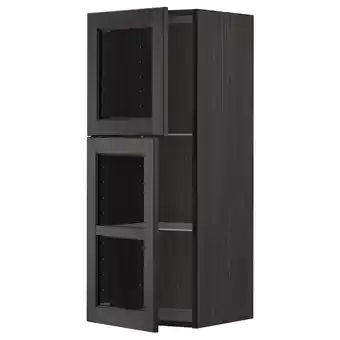 IKEA Metod Veggskap m hyller/2 vitrinedører, svart/lerhyttan svartbeiset, 40x100 cm tilbud