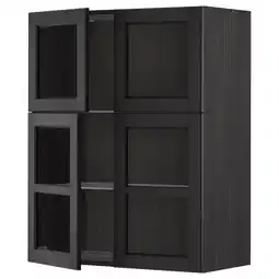 IKEA Metod Veggskap med hyller/4 vitrinedører, svart/lerhyttan svartbeiset, 80x100 cm tilbud