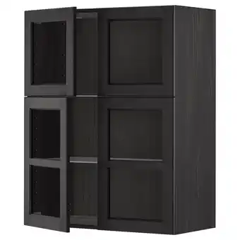 IKEA Metod Veggskap med hyller/4 vitrinedører, svart/lerhyttan svartbeiset, 80x100 cm tilbud