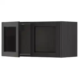 IKEA Metod Veggskap med 2 vitrinedører, svart/lerhyttan svartbeiset, 80x40 cm tilbud