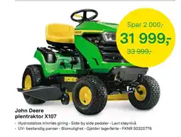 Felleskjøpet John Deere plentraktor X107 tilbud