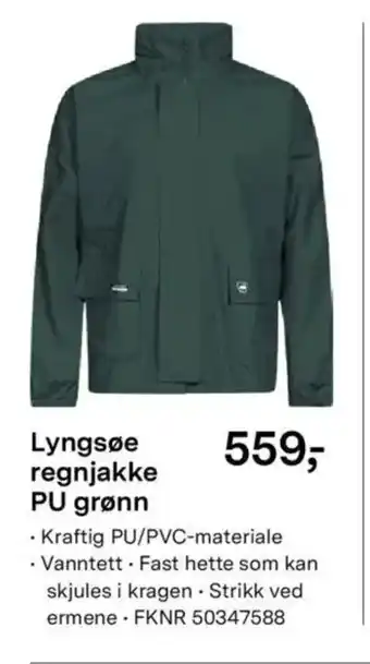 Felleskjøpet Lyngsøe regnjakke PU grønn tilbud