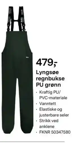 Felleskjøpet Lyngsøe regnbukse PU grønn tilbud