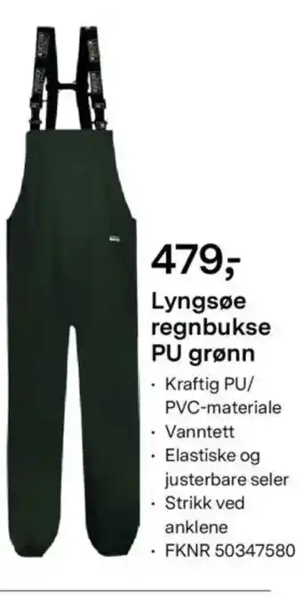 Felleskjøpet Lyngsøe regnbukse PU grønn tilbud