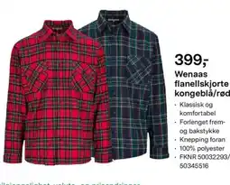 Felleskjøpet Wenaas flanellskjorte kongeblå/rød tilbud